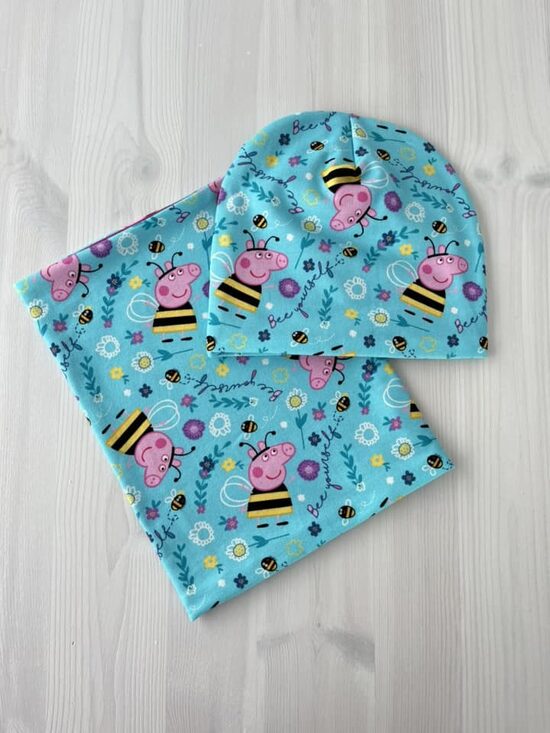 Beanie cepures un tuneļšalles komplekts Cūciņa