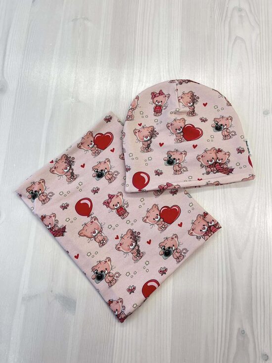 Beanie cepures un tuneļšalles komplekts Kaķīši