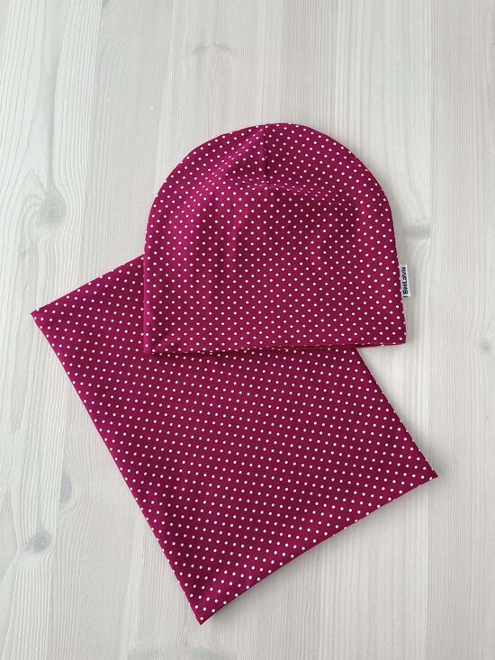 Beanie cepures un tuneļšalles komplekts Rozā